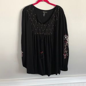 Style & Co. Bohemian shirt. Lightweight Blk XL
